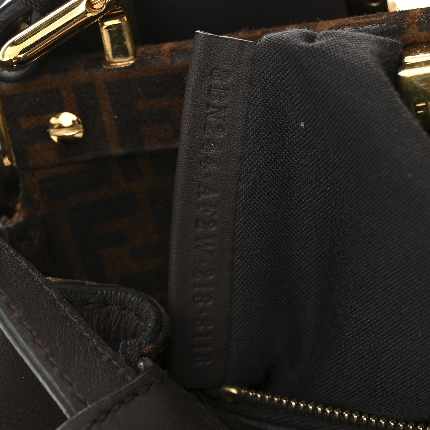 Fendi Vitello Seta Suede FF Mini Peekaboo Iconic Satchel Chocolate Sigaro Marrone 7 of 10