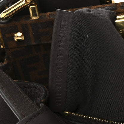 Fendi Vitello Seta Suede FF Mini Peekaboo Iconic Satchel Chocolate Sigaro Marrone 7 of 10
