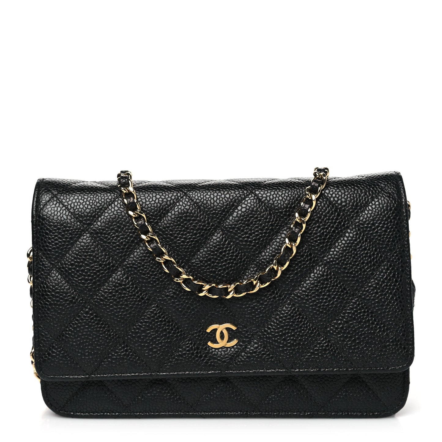 Caviar Quilted Wallet on Chain WOC Black