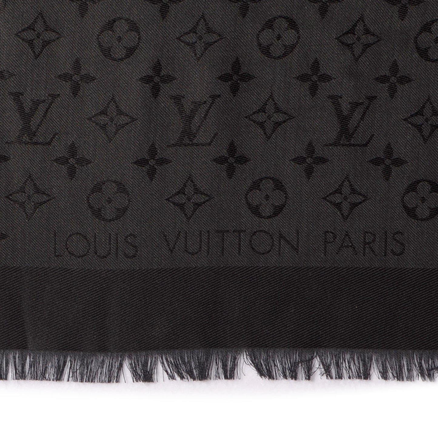 Silk Wool Monogram Shawl Black