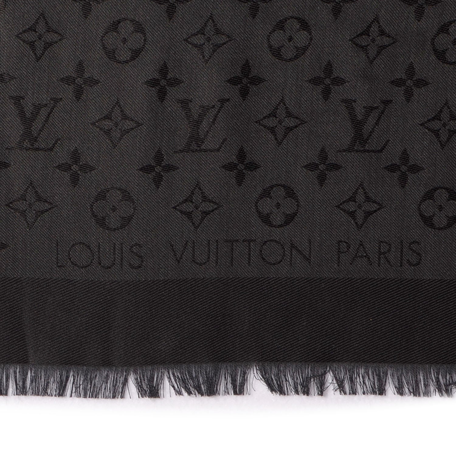 Louis Vuitton Silk Wool Monogram Shawl Black 4 of 5