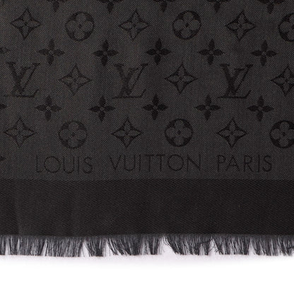 Louis Vuitton Silk Wool Monogram Shawl Black 4 of 5