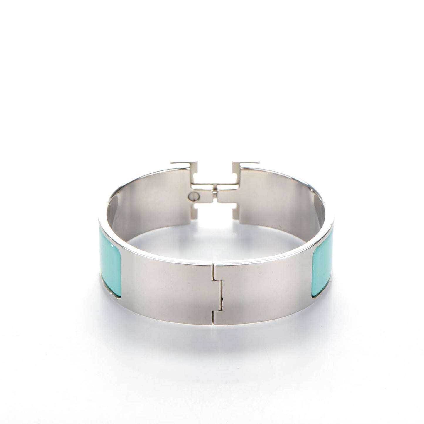 Enamel Wide Clic Clac H Bracelet GM Lagon White