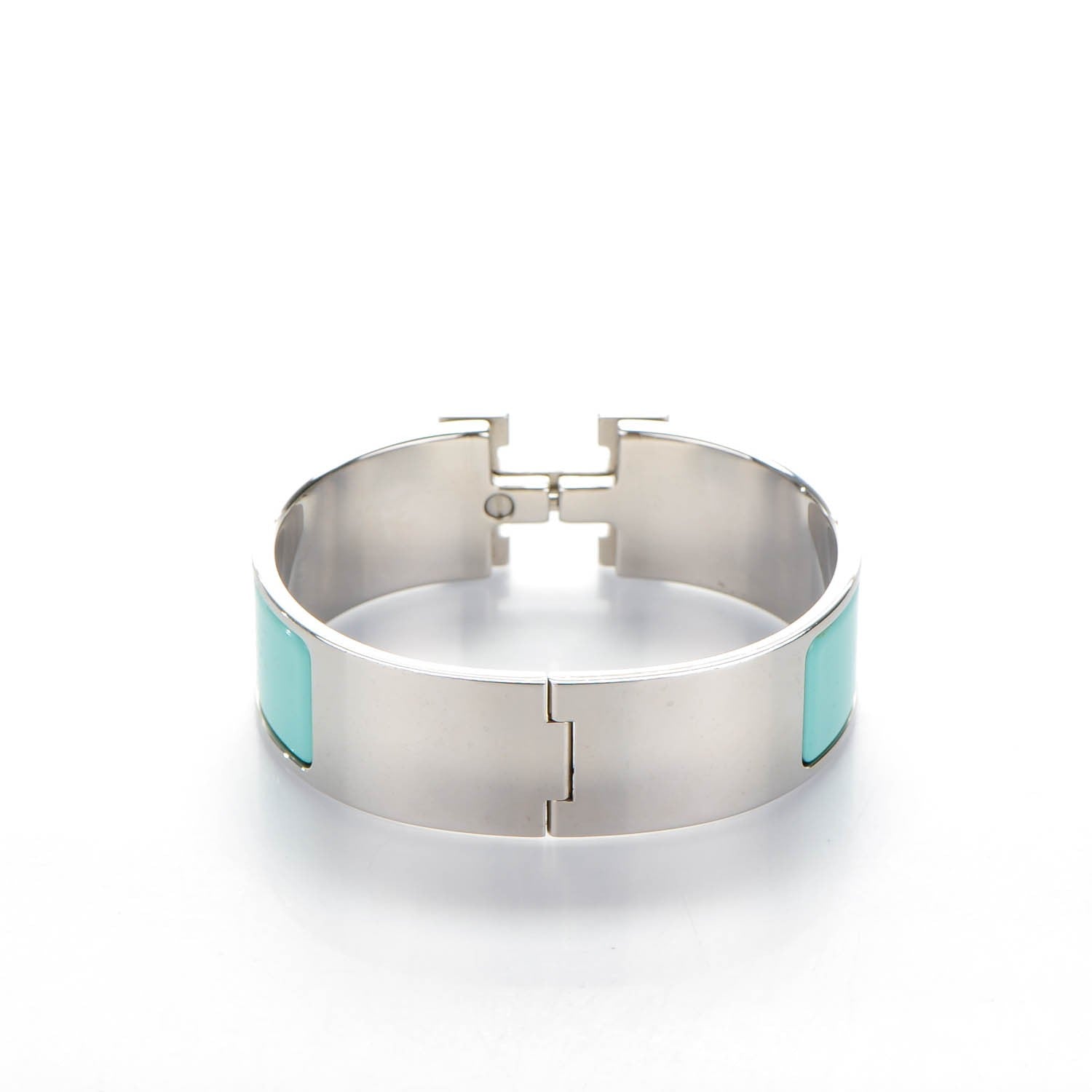 Hermes Enamel Wide Clic Clac H Bracelet GM Lagon White 3 of 6