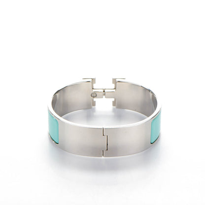 Hermes Enamel Wide Clic Clac H Bracelet GM Lagon White 3 of 6