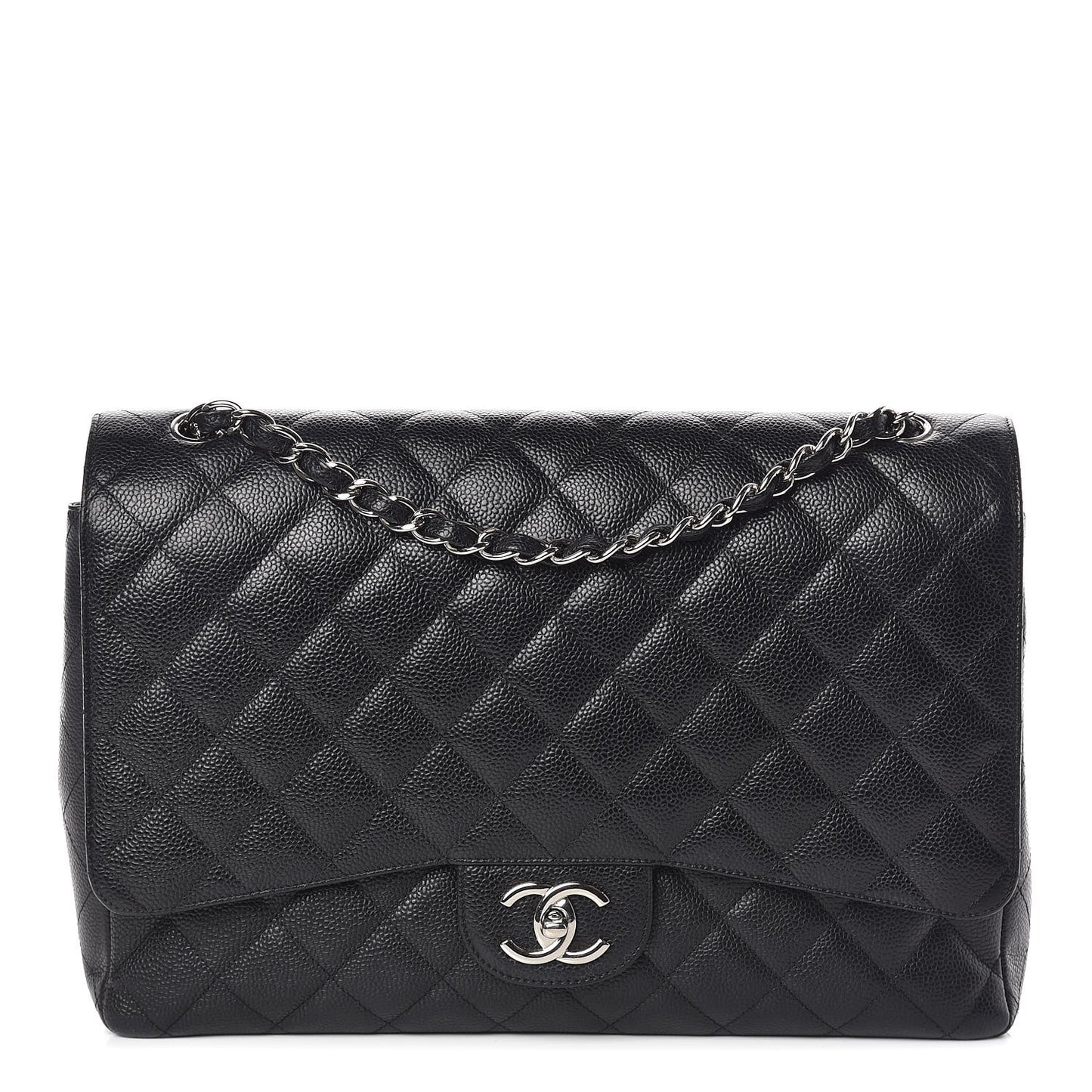 Caviar Quilted Maxi Double Flap Black
