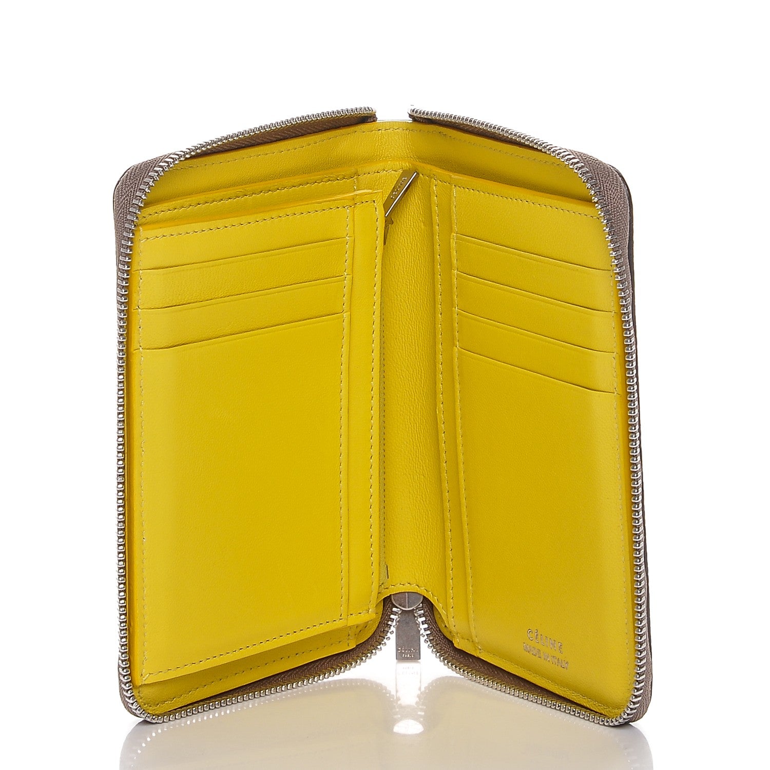 Celine Drummed Calfskin Zip Around Multifunction Wallet Souris 5 of 6