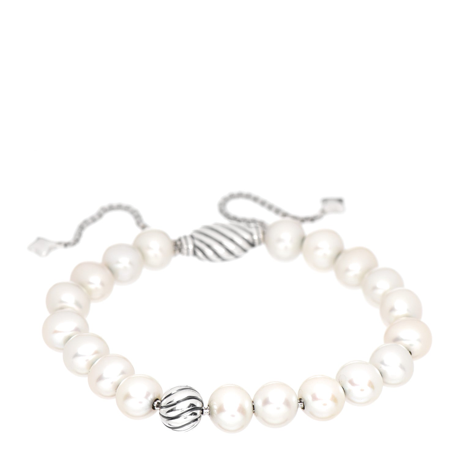 David Yurman Sterling Silver Pearl 8mm Spiritual Bead Bracelet 1 of 4