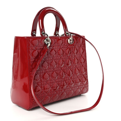 Christian Dior Patent Cannage Large Lady Dior Red 3 of 10