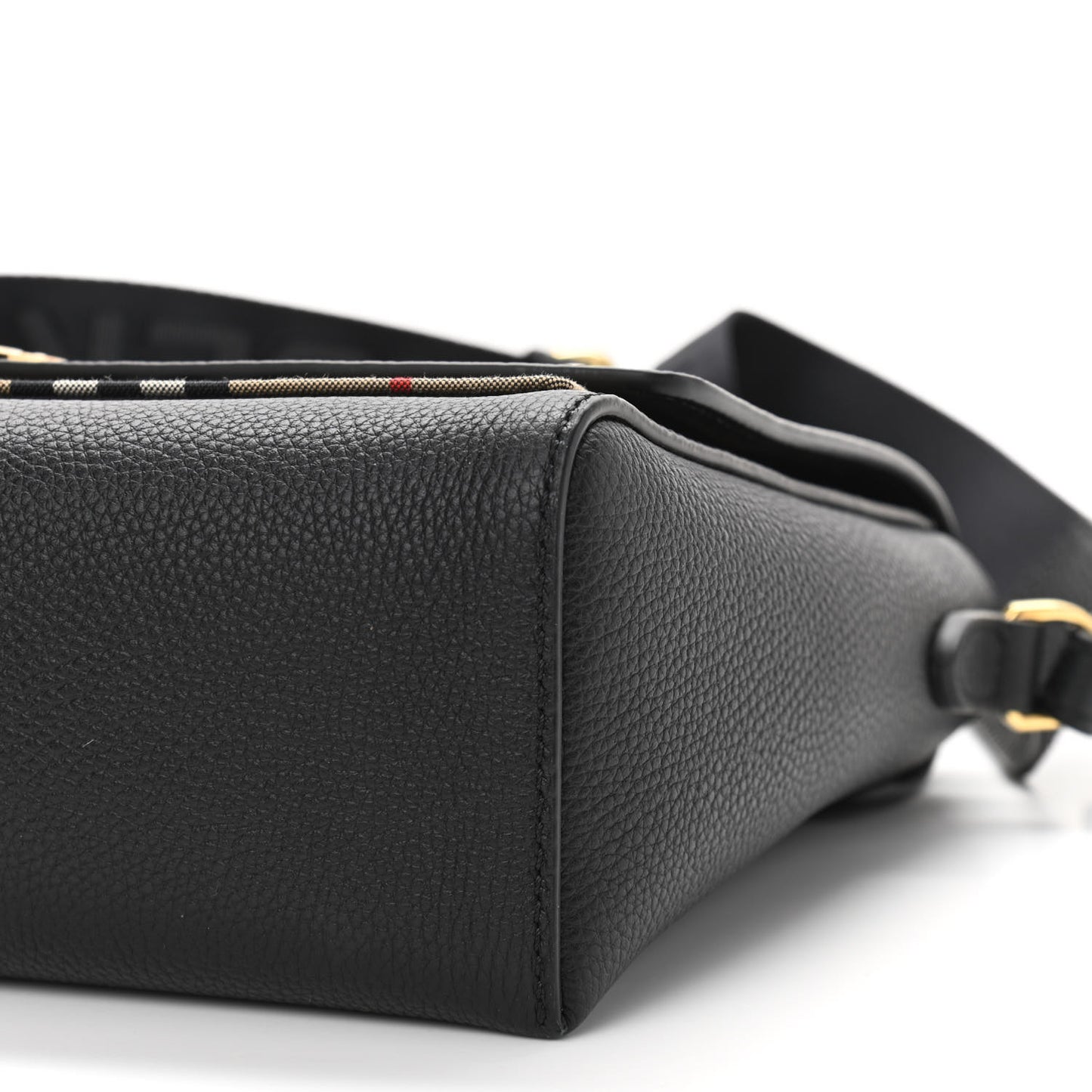 Grainy Calfskin Vintage Check Note Crossbody Bag Black