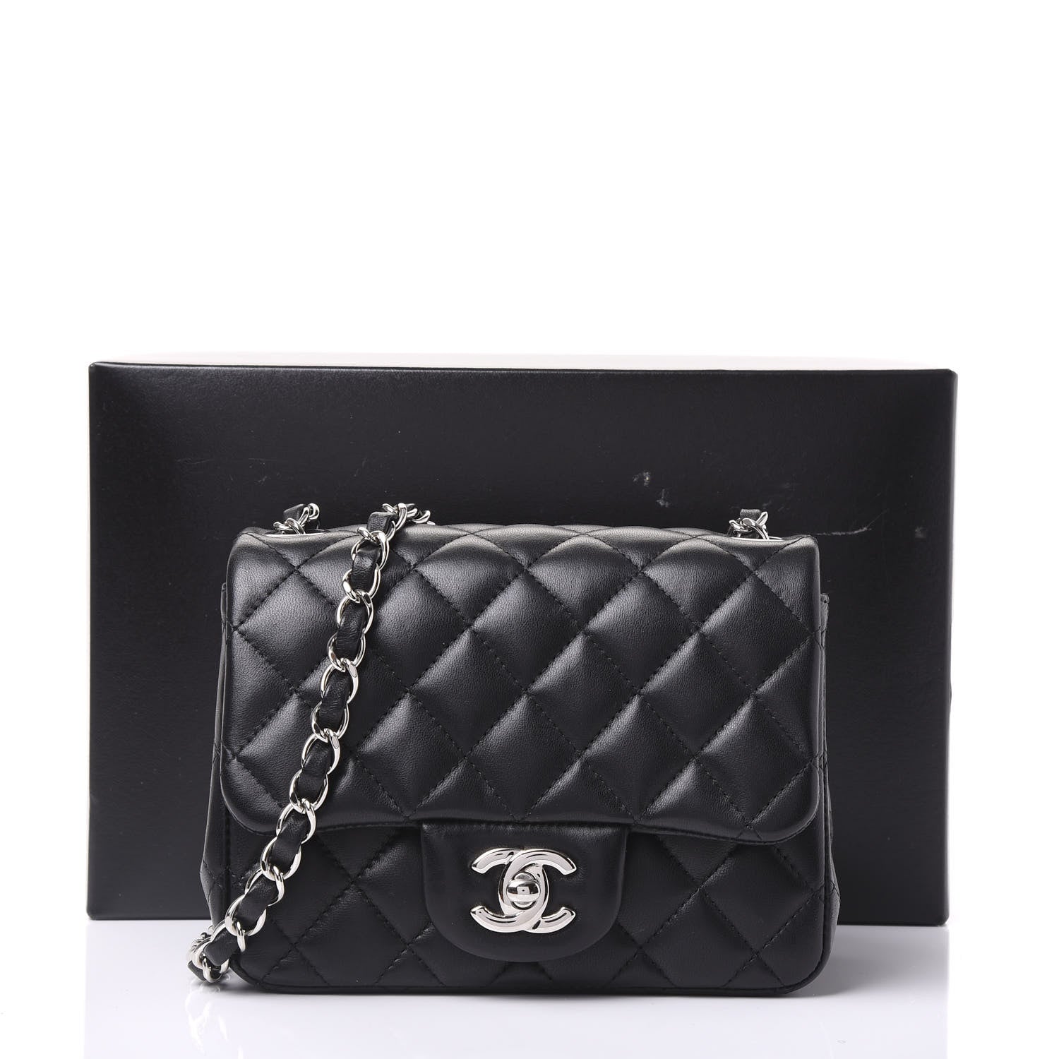 Chanel Lambskin Quilted Mini Square Flap Black 10 of 10