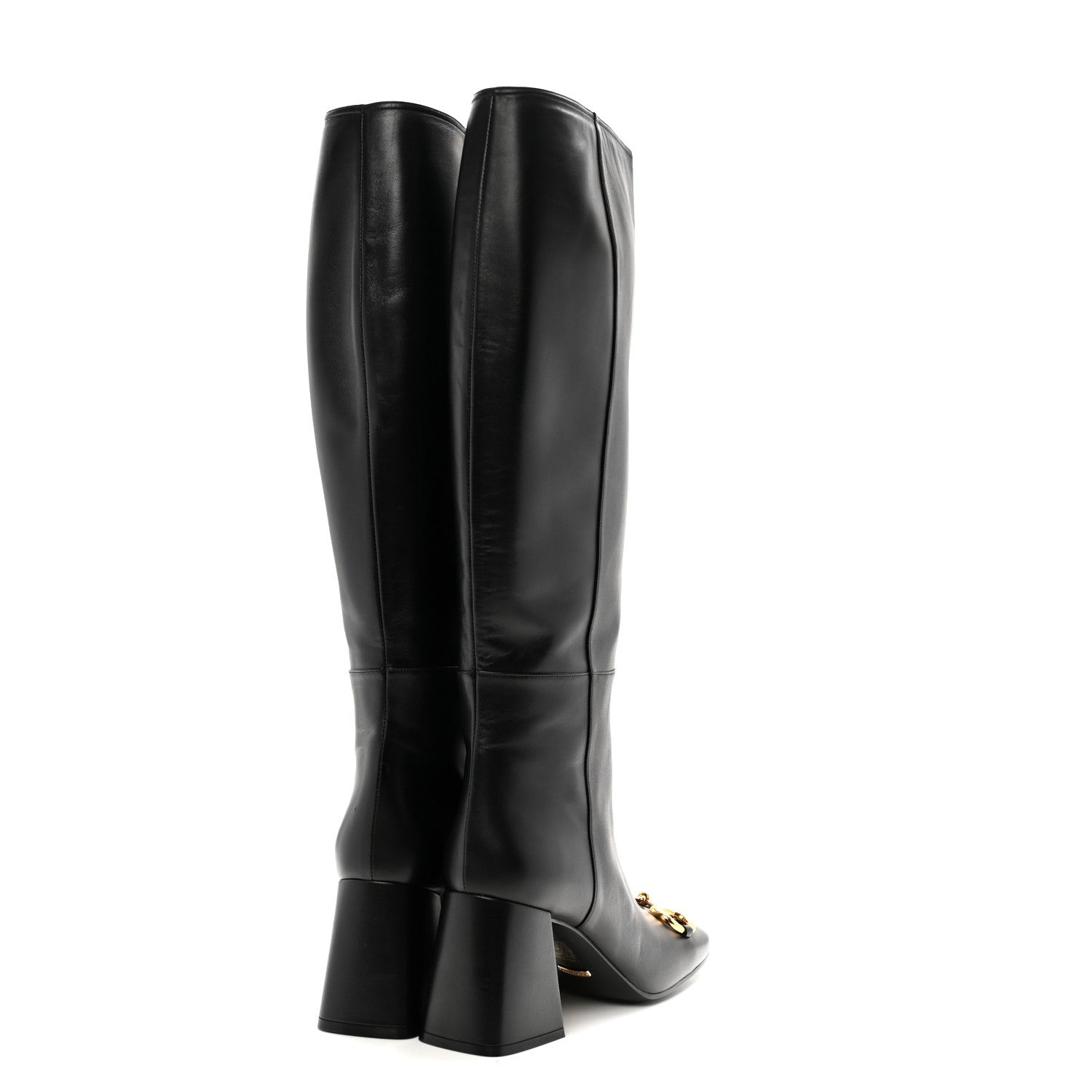 Gucci Nappa Charlotte Horsebit 55mm Knee High Boots 41 Black 4 of 11