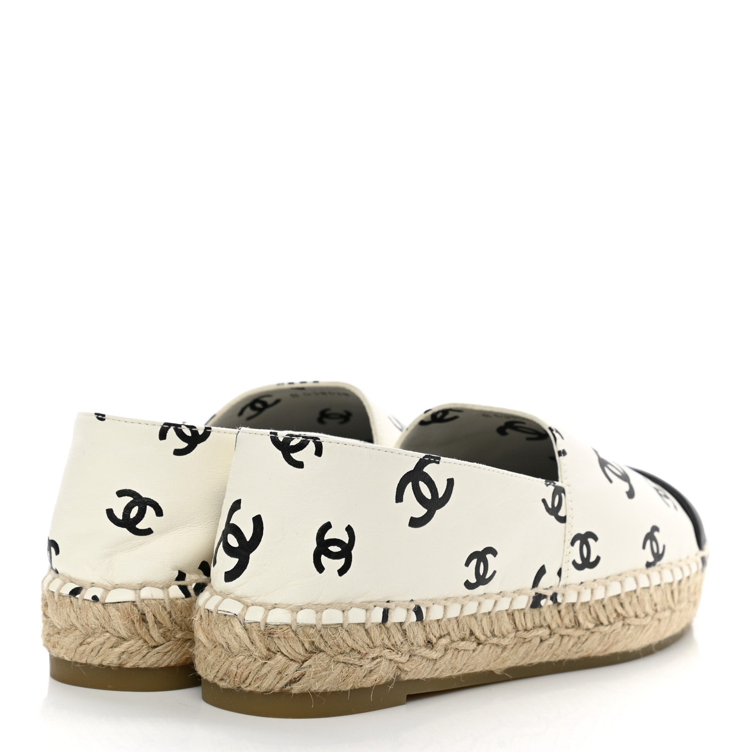 Chanel Lambskin Printed CC Espadrilles 35 White Black 4 of 10