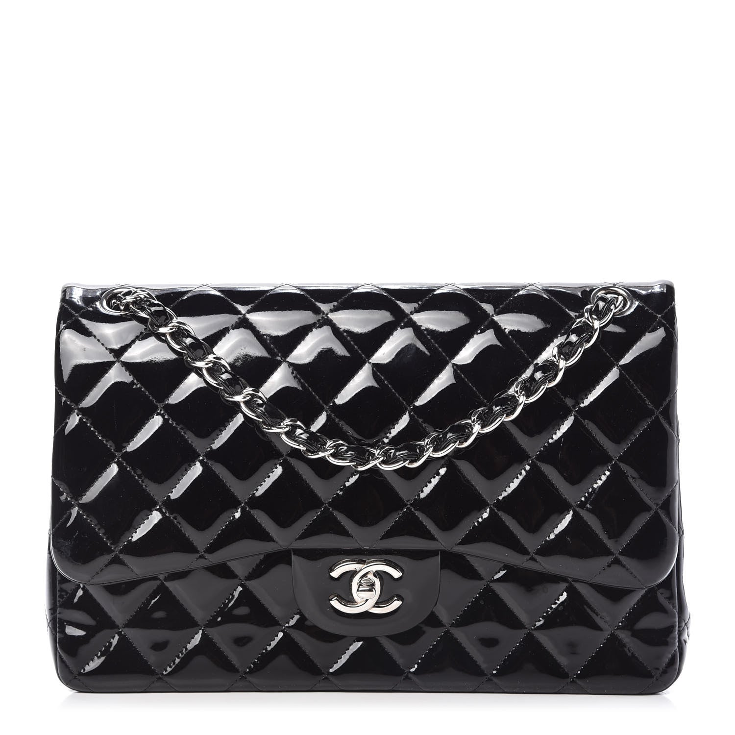 Chanel Patent Quilted Jumbo Double Flap Black 1 of 10
