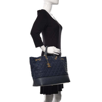 Chanel Iridescent Caviar Quilted Globe Trotter Shopping Tote Navy Blue 2 of 13