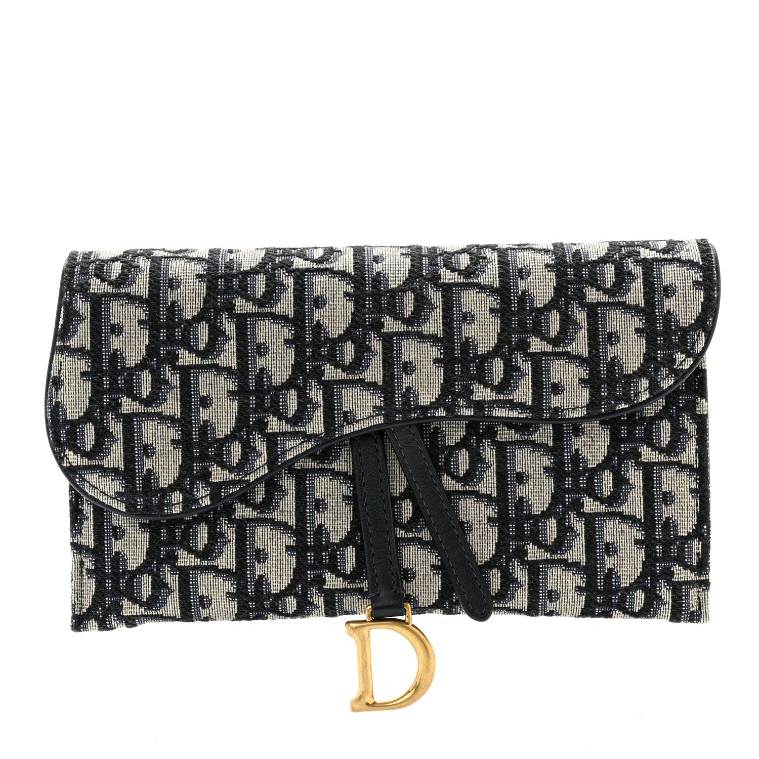 Christian Dior Oblique Saddle Chain Long Wallet Blue 3 of 10