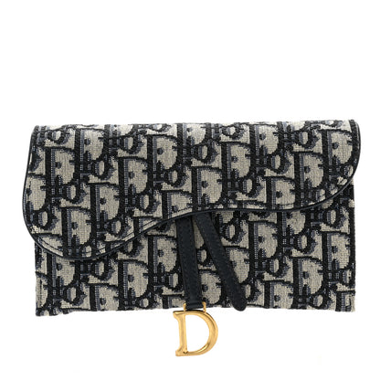 Christian Dior Oblique Saddle Chain Long Wallet Blue 3 of 10