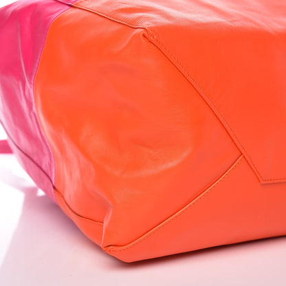 Celine Lambskin Horizontal Bi-Color Cabas Fluo Pink Fluo Orange 9 of 10