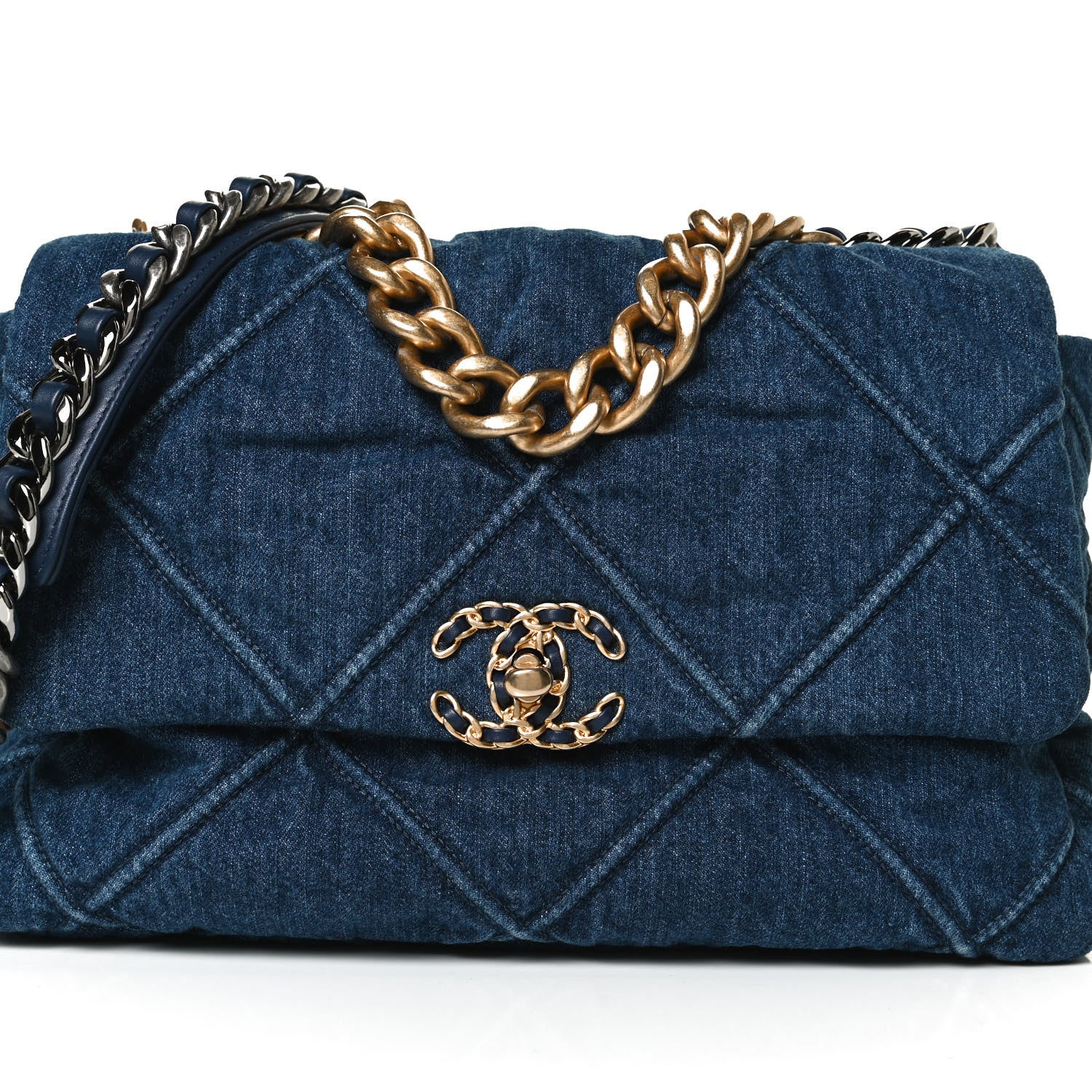 Chanel Denim Quilted Large Chanel 19 Flap Blue 10 of 10