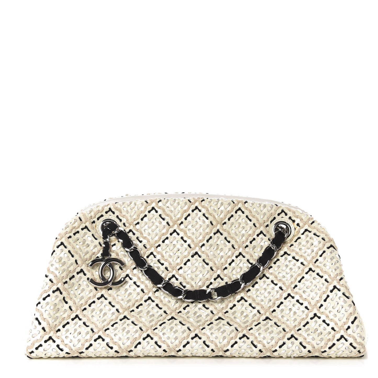 Patent Hand Embroidered Medium Just Mademoiselle White