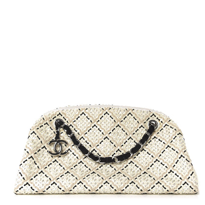 Chanel Patent Hand Embroidered Medium Just Mademoiselle White 1 of 12