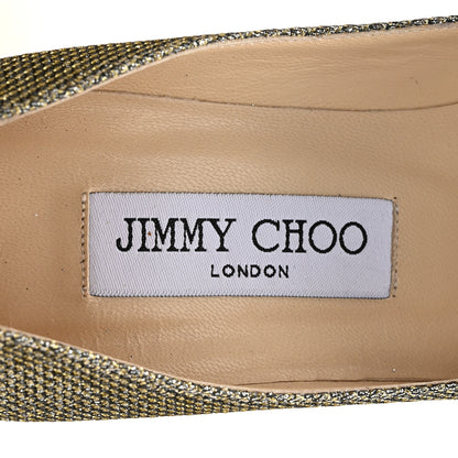 Jimmy Choo Lame Glitter Pointy Toe Romy 100 Pumps 36.5 Light Bronze 7 of 10