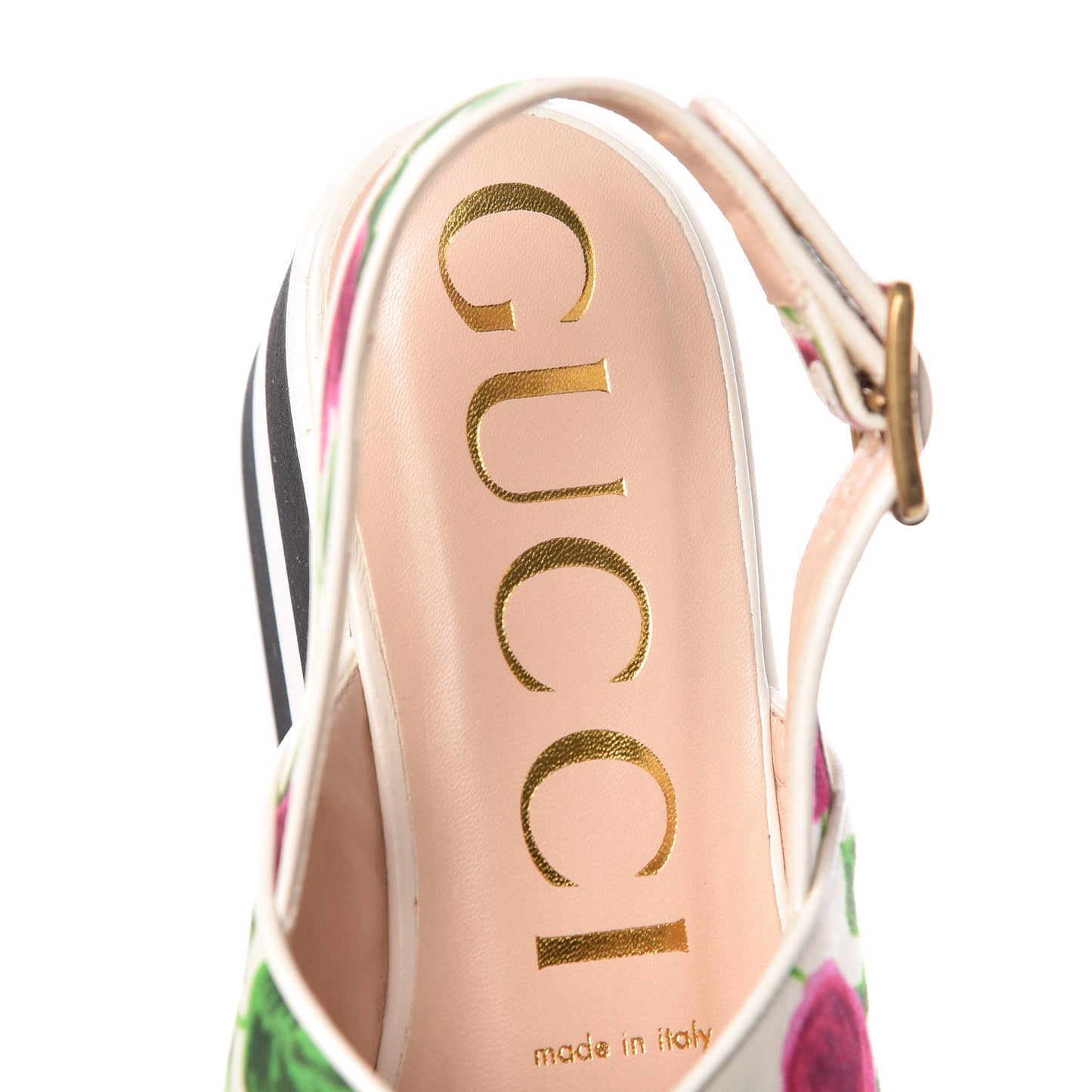 Canvas Striped Crossover Platform Sandals 37.5 White