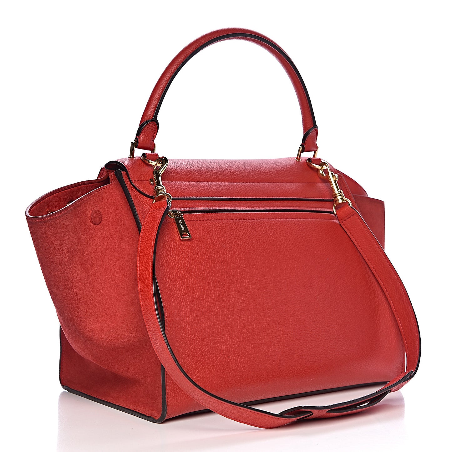 Drummed Calfskin Suede Medium Trapeze Coquelicot