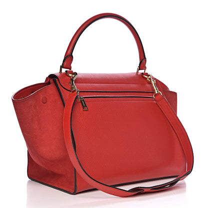 Celine Drummed Calfskin Suede Medium Trapeze Coquelicot 3 of 16