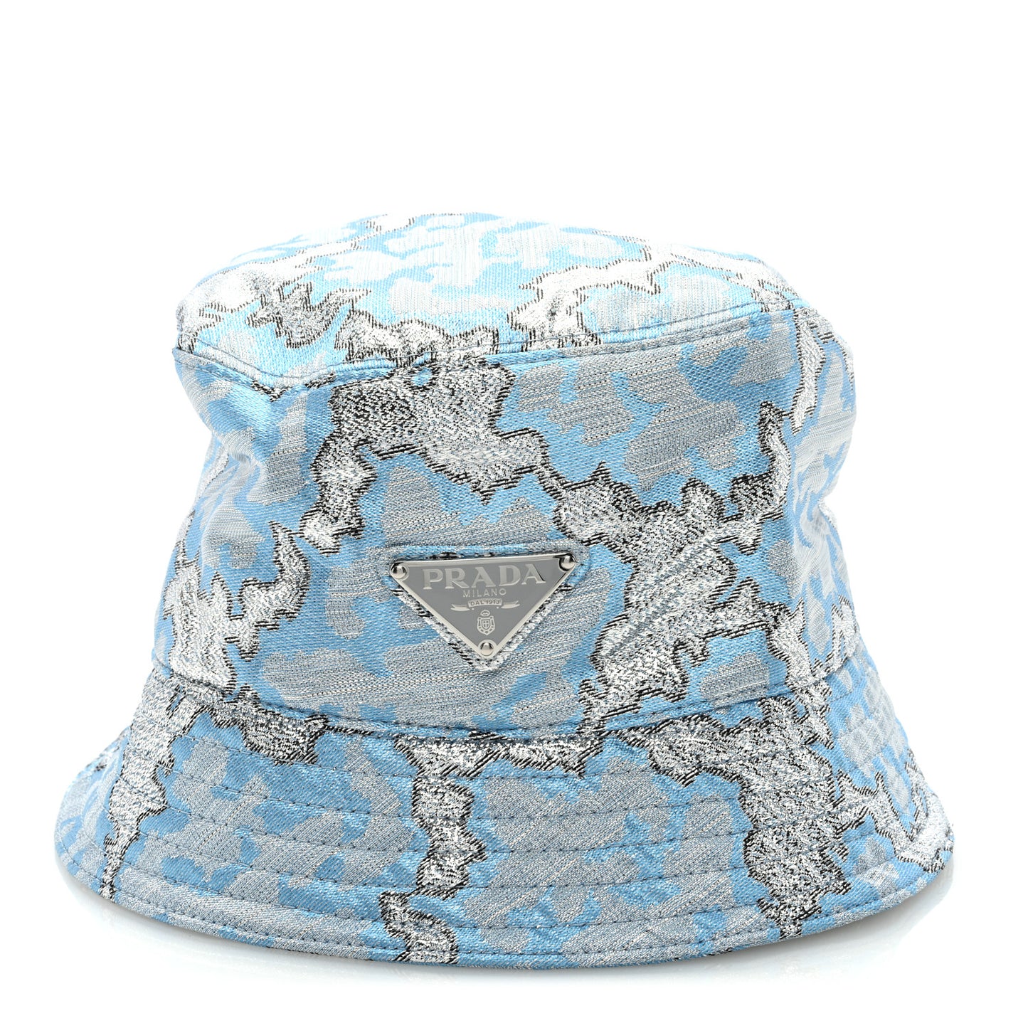 Broccato Metal Triangle Logo Womens Bucket Hat M Blue