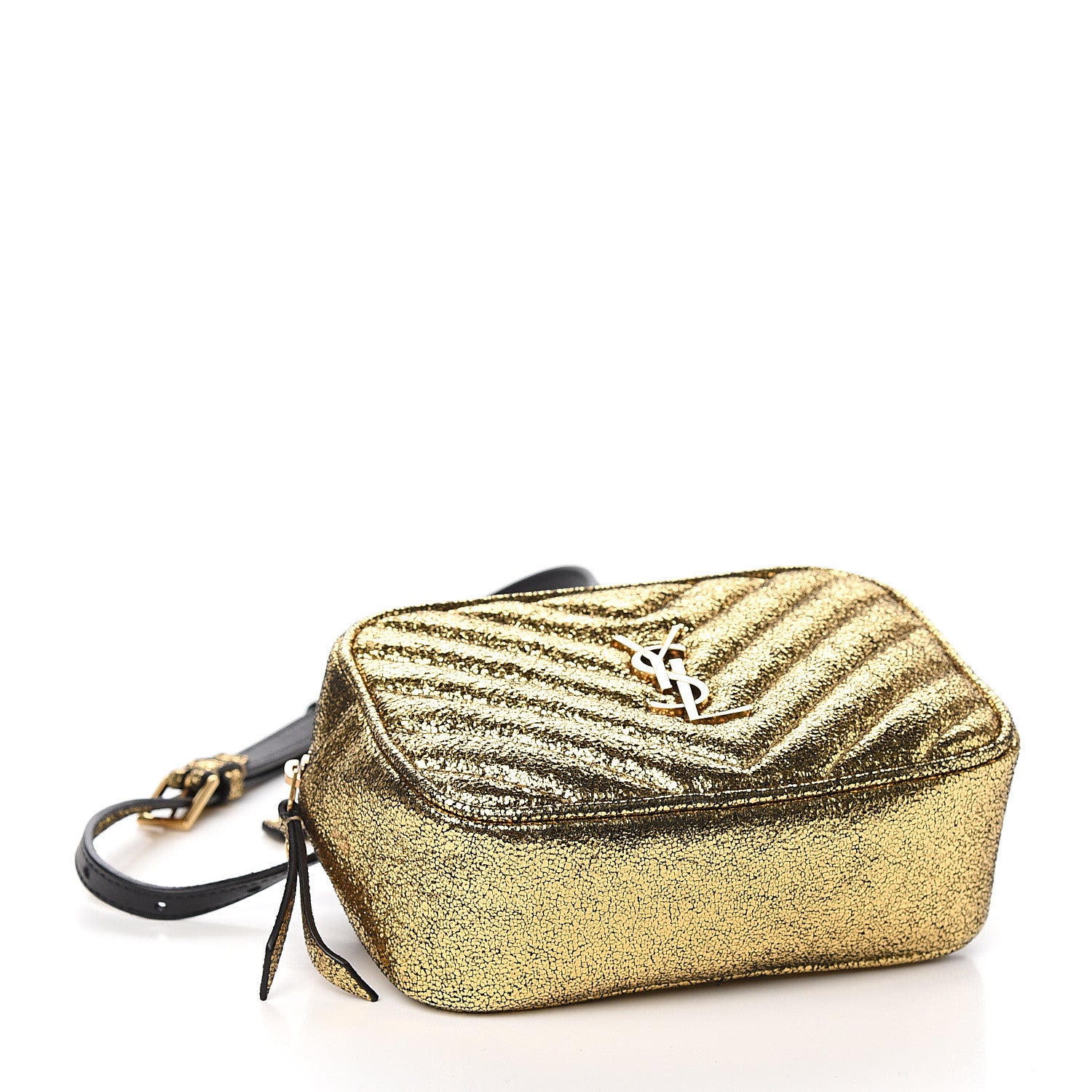 Saint Laurent Crinkled Metallic Calfskin Matelasse Monogram Lou Belt Bag Gold 3 of 10
