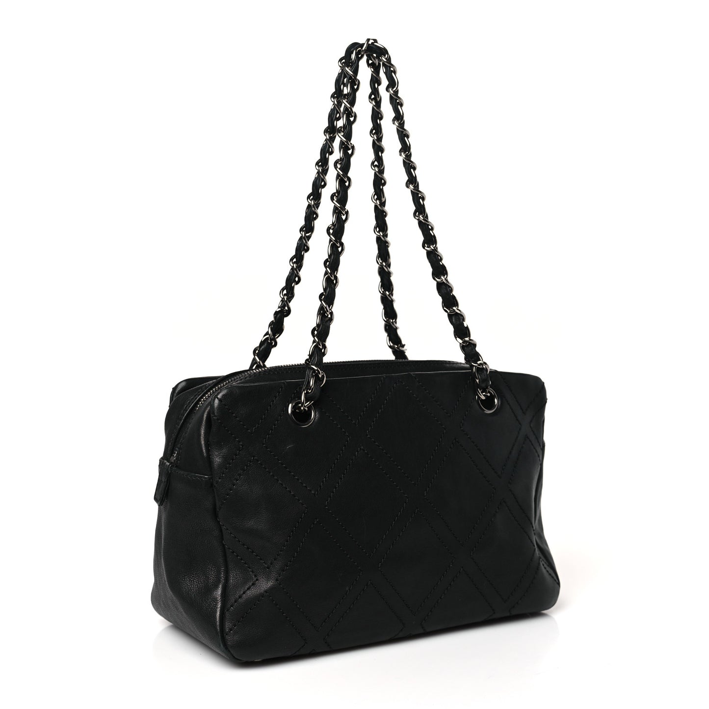 Calfskin Small Diamond Stitch Tote Black
