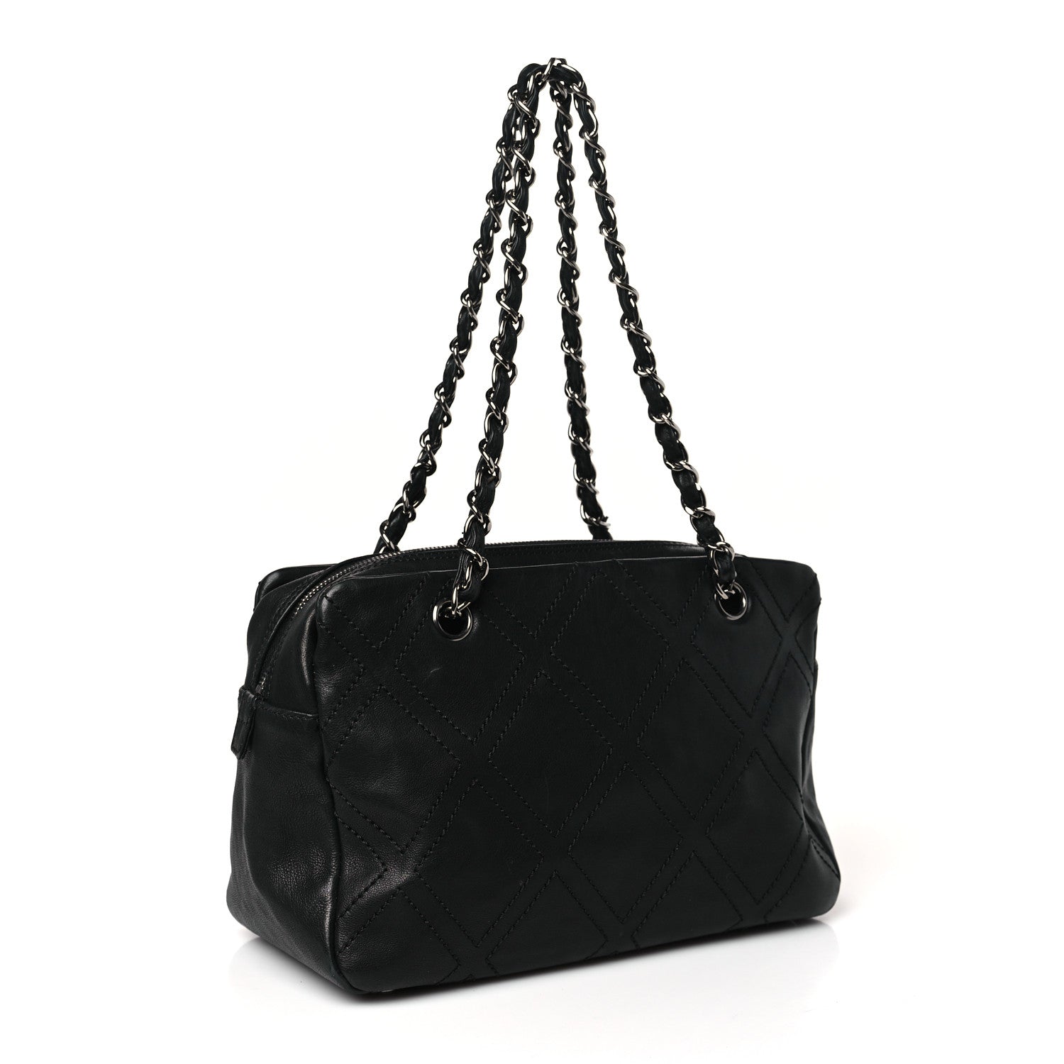 Chanel Calfskin Small Diamond Stitch Tote Black 3 of 9