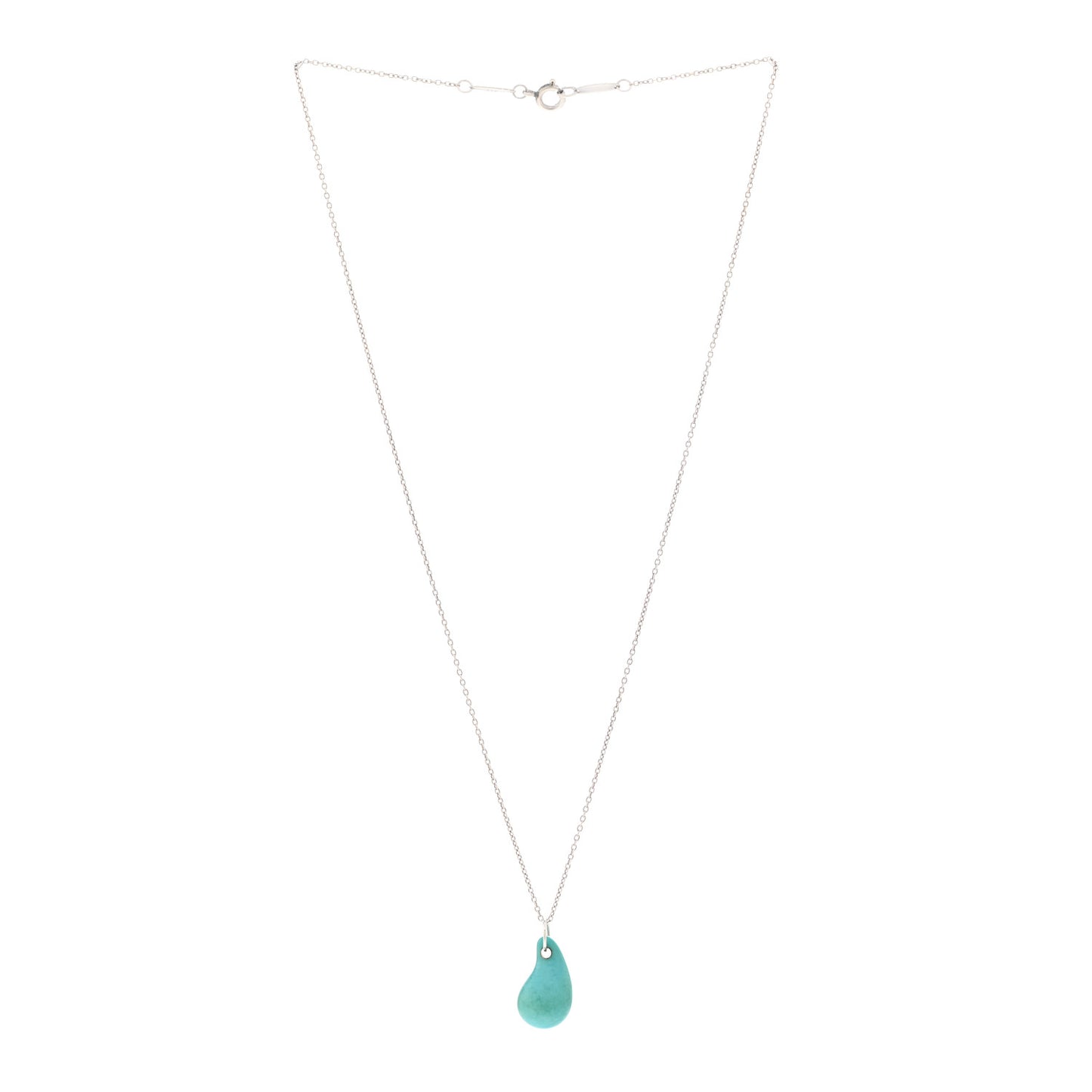 Sterling Silver Turquoise Elsa Peretti Teardrop Pendant Necklace