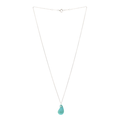 Tiffany Sterling Silver Turquoise Elsa Peretti Teardrop Pendant Necklace 3 of 4