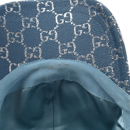 Gucci Canvas Lame GG Monogram Rush Baseball Hat M Blue Silver 11 of 12