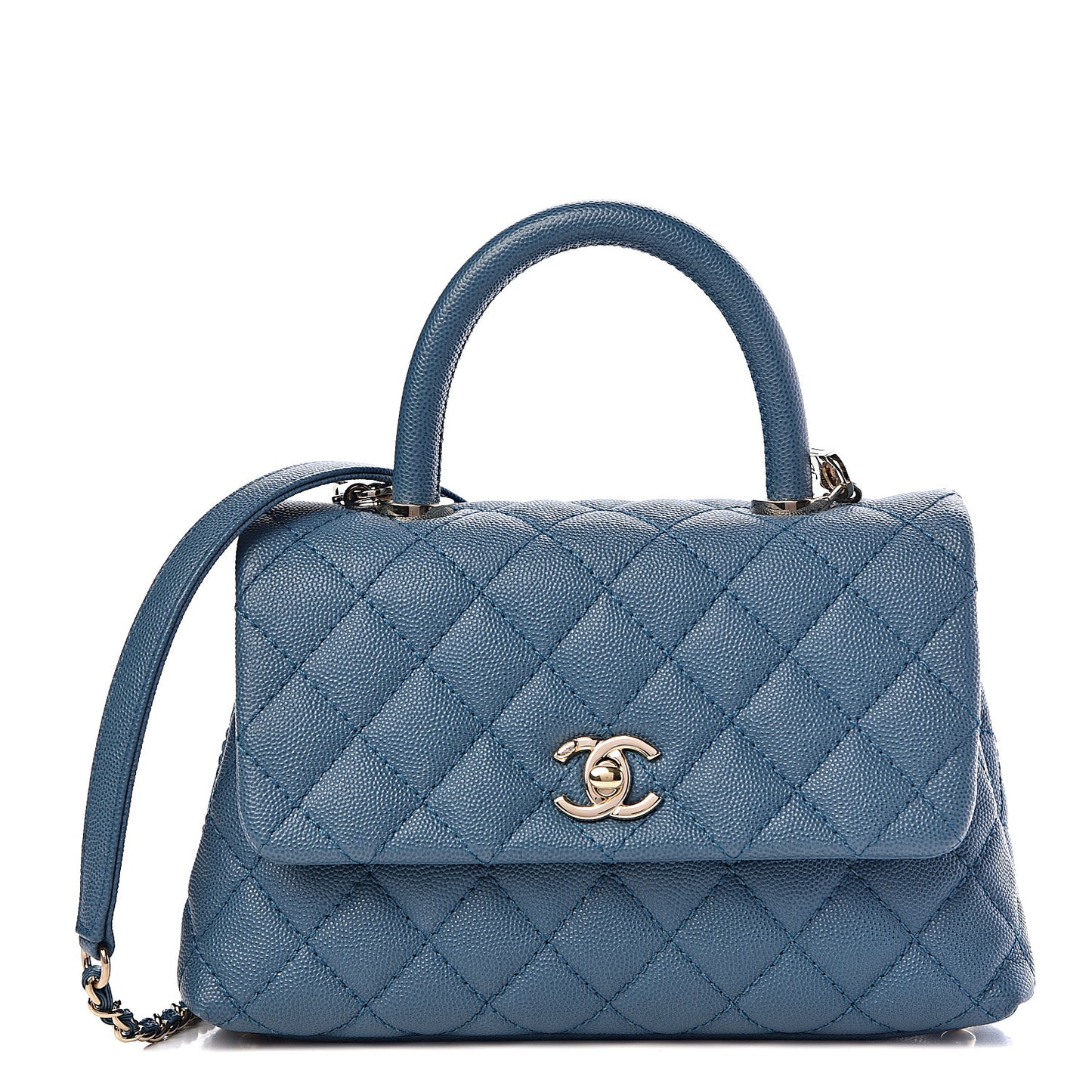 Caviar Quilted Mini Coco Handle Flap Blue