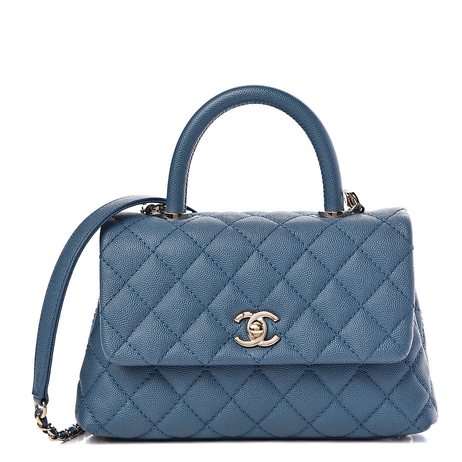 Chanel Caviar Quilted Mini Coco Handle Flap Blue 1 of 10