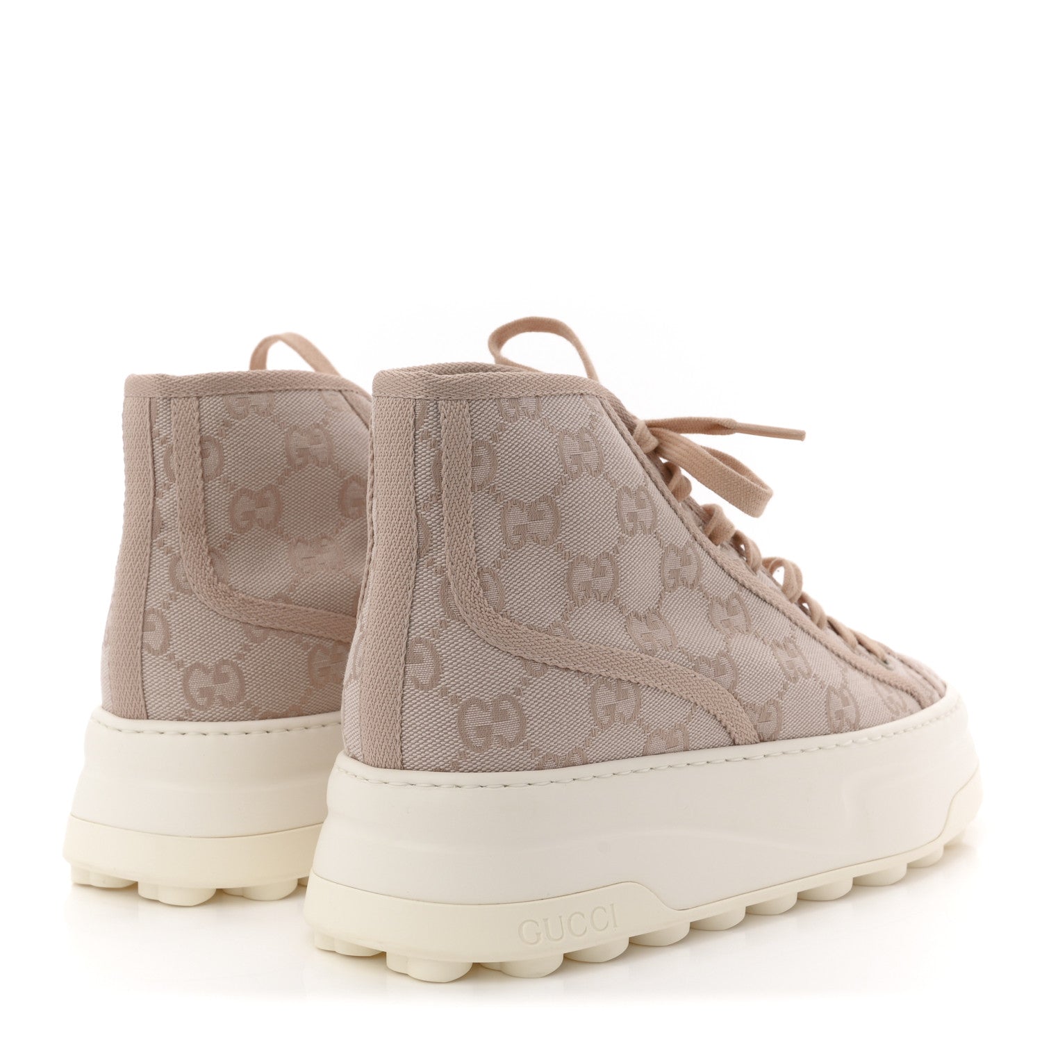 Gucci New Canvas GG Monogram Womens Tennis 1977 High Top 55mm Platform Sneakers 38 Skin Rose Dark Skin Rose 5 of 8