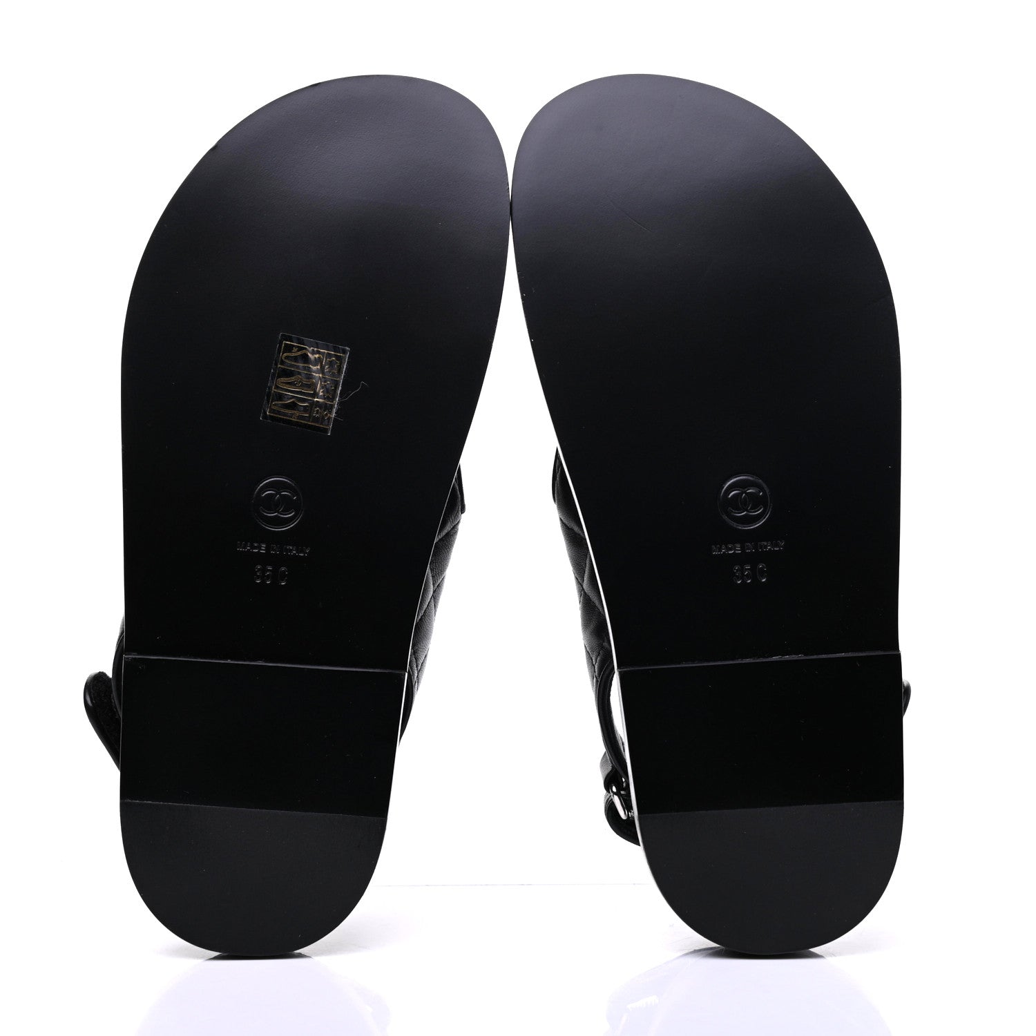 Chanel Lambskin Velcro Dad Sandals 35 Black 5 of 9