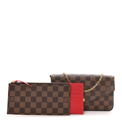 Louis Vuitton Damier Ebene Pochette Felicie Chain Wallet 3 of 11