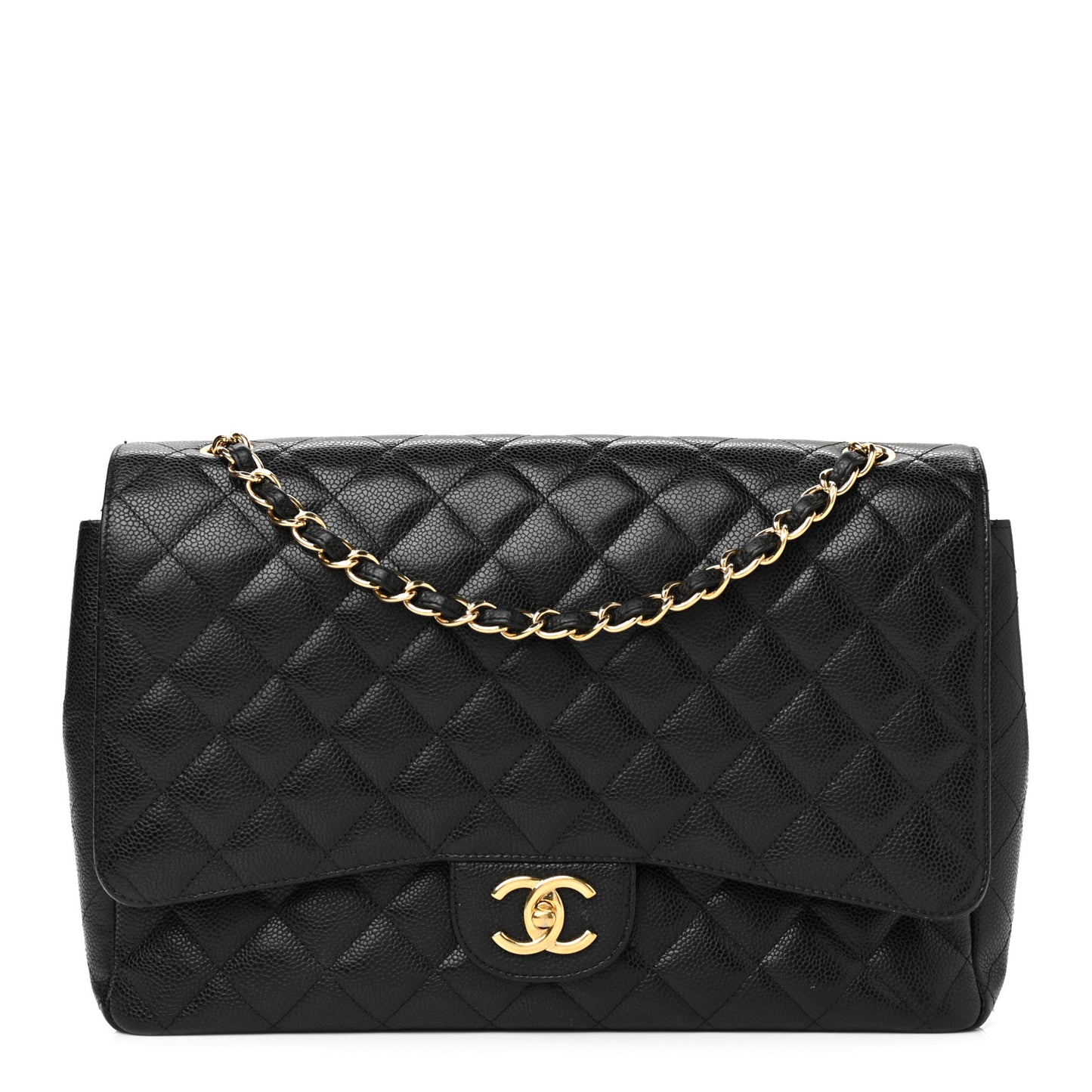 Caviar Quilted Maxi Double Flap Black