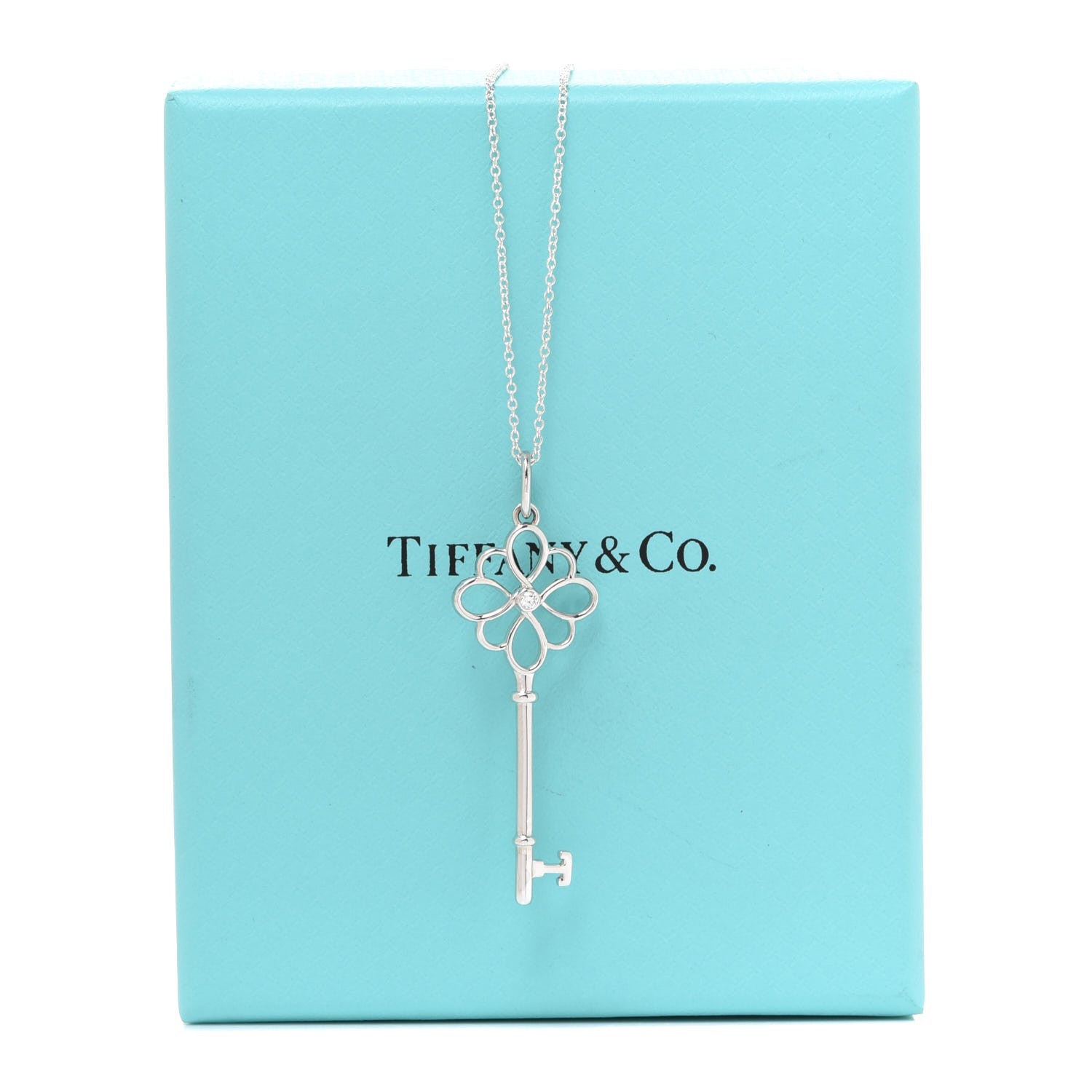 Tiffany Sterling Silver Diamond Knot Key Pendant Necklace 7 of 7