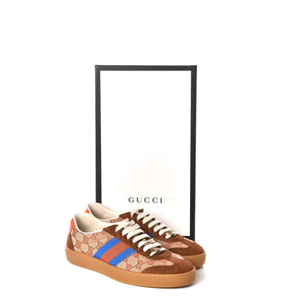 Gucci GG Monogram Suede Web Mens G74 Sneakers 6.5 Beige Ruggine Cuir 11 of 11