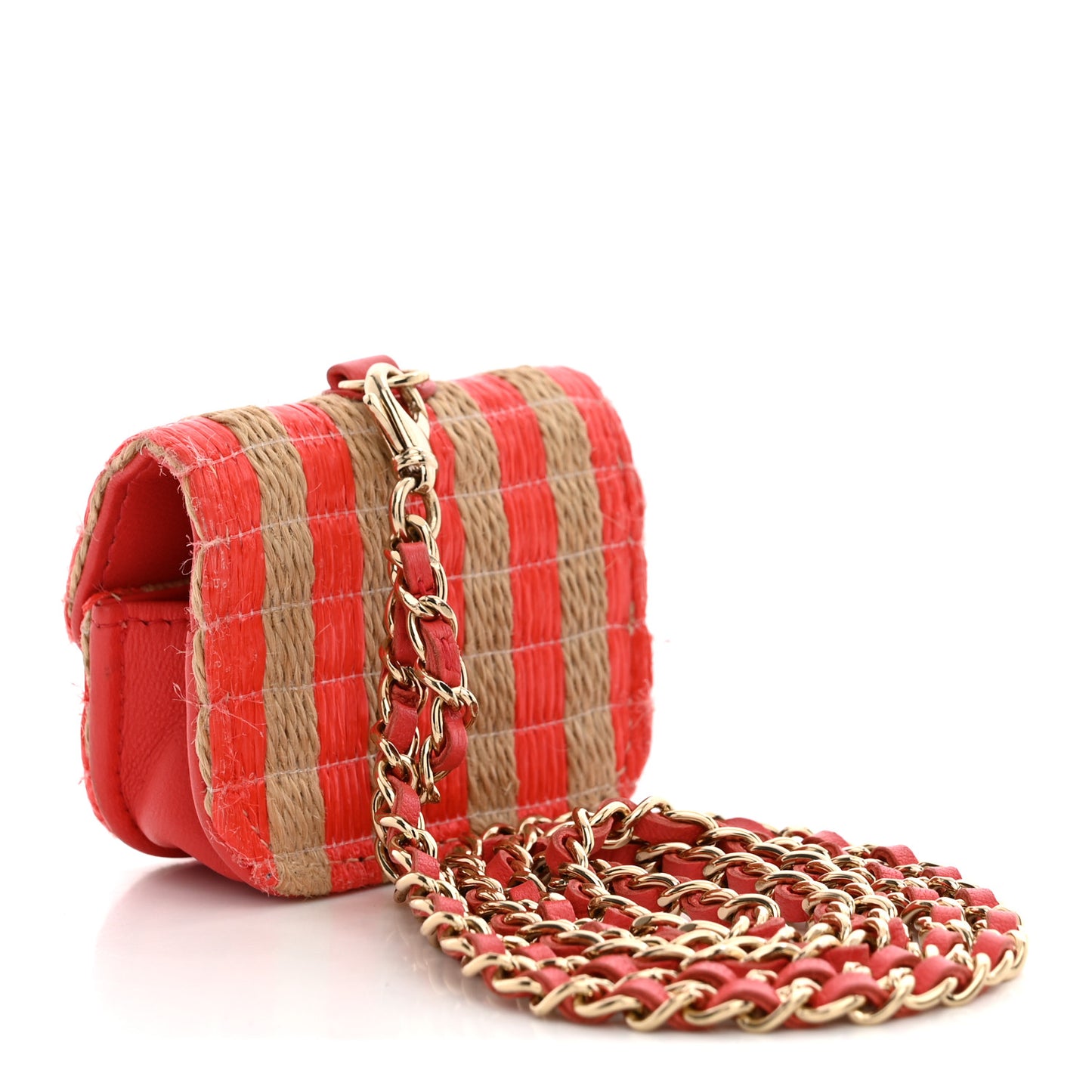Raffia Jute Striped Airpods Pro Case Red Beige