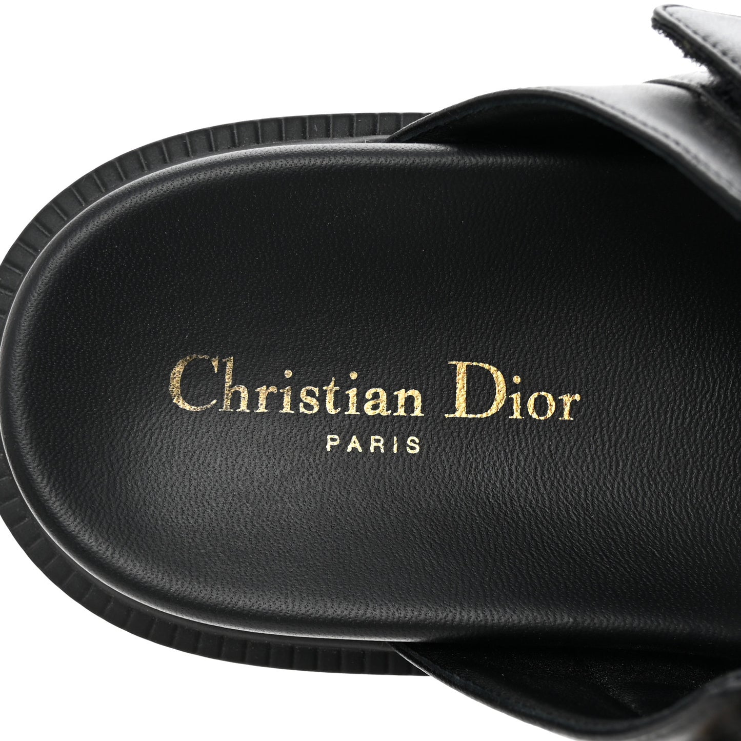 Lambskin Dioract 10mm Slide Sandals 39.5 Black