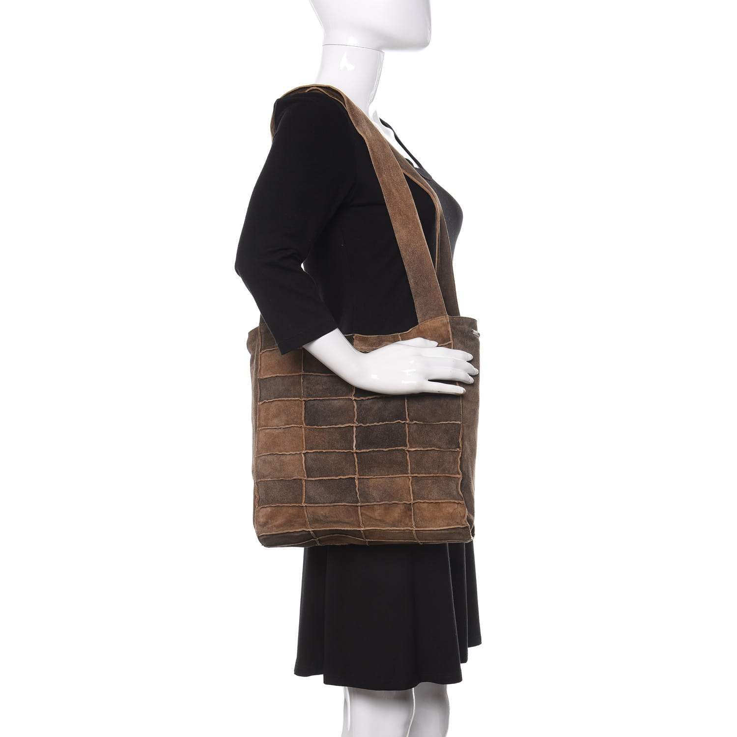 Chanel Suede Patchwork Shoulder Bag Brown 2 of 11