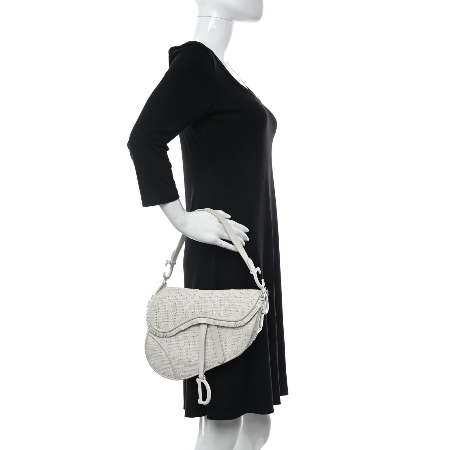 Ultra Matte Woven Saddle Bag White