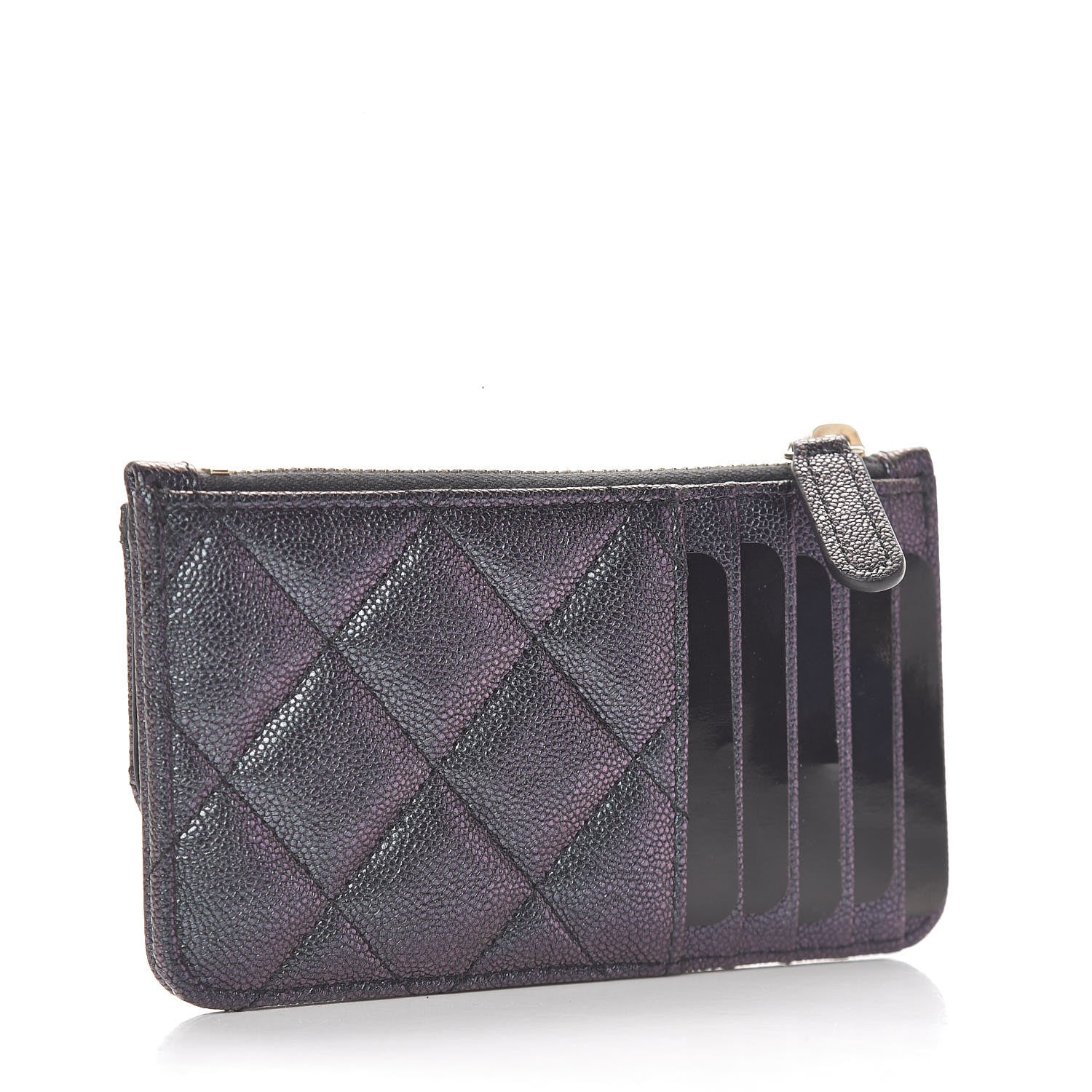 Chanel Iridescent Caviar Quilted Flap Zip Card Holder Black 3 of 9