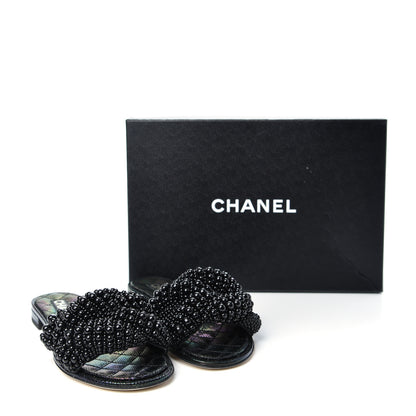 Chanel Fantasy Calfskin Pearl Cord CC Mules 38 Black 11 of 11